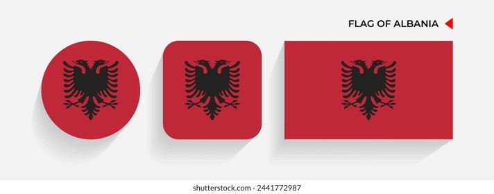 Albania Flags arranged in round, square and rectangular shapes