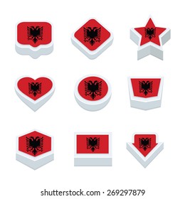 albania flags icons and button set nine styles