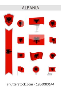 Albania Flat Flag Collection. Flat flags vector illustration.
