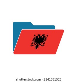 Albanien. Ordnersymbol mit Albanienflagge. Vektorordner-Symbole mit Flaggen. Einzeln auf weißem Hintergrund