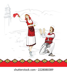 Albania folk, cuple from midle Albania dancing