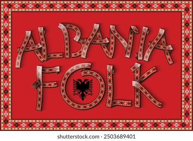 Albania and folk lettering styles with folk color and pattern, Ballkan, Albania Kosovo