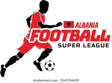 Albania football league, Soccer ball, Football logo, Footballer Kick the Ball isolated on white background, Vector Illustration