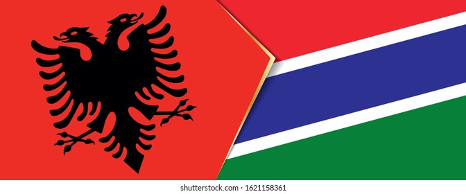 Albania and Gambia flags, two vector flags symbol of relationship or confrontation.