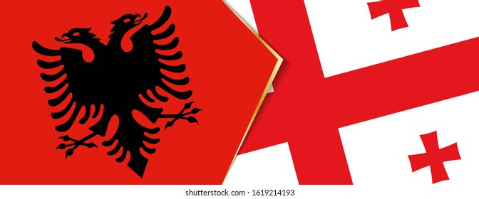 Albania and Georgia flags, two vector flags symbol of relationship or confrontation.