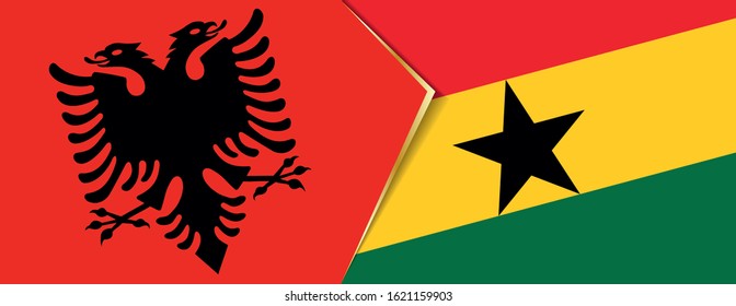 Albania and Ghana flags, two vector flags symbol of relationship or confrontation.