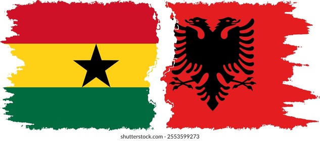 Albania and Ghana grunge flags connection, vector