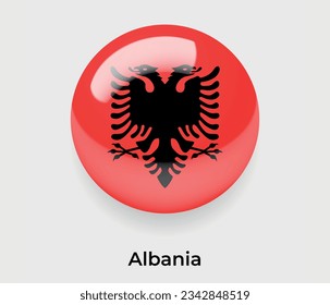 Albania lustroso bandera nacional burbuja forma redonda icono de ilustración vectorial