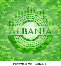 Albania green emblem with mosaic background
