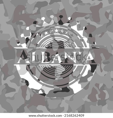 Albania grey camo emblem. Vector Illustration. 