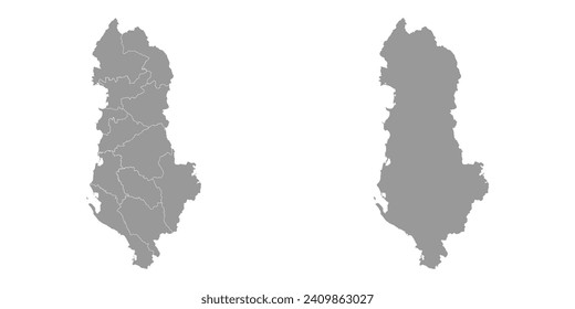 Albania grey map with administrative subdivisions. Vector illustration.