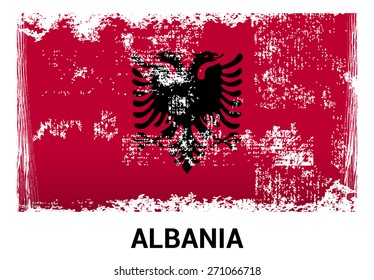 Albania grunge flag isolated vector in official colors and Proportion Correctly. country's name label in bottom