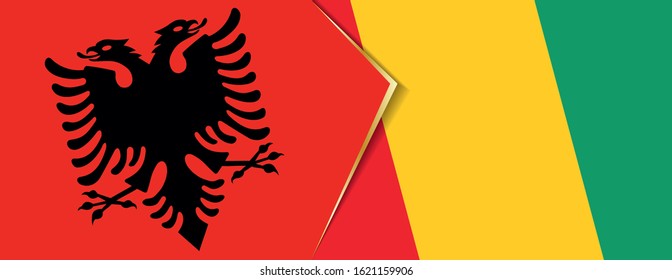 Albania and Guinea flags, two vector flags symbol of relationship or confrontation.