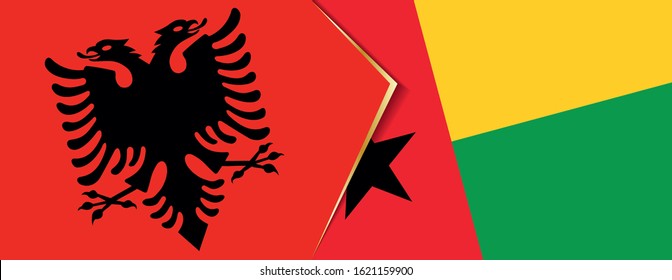 Albania and Guinea-Bissau flags, two vector flags symbol of relationship or confrontation.