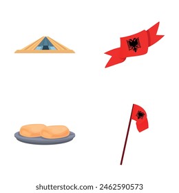 Albania icons set cartoon vector. Various symbol of albania. European country