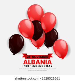 Albania Independence Day Design Square Banner Background with balloons illustration