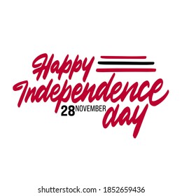 Albania independence day greeting card, banner, vector illustration. Albanian national day 28th of November background with elements of flag in a creative horizontal design