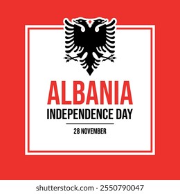 Ilustración vectorial de carteles del Día de la Independencia de Albania. Bandera de Albania Vector de marco cuadrado. Símbolo de bandera abstracta albanesa. Plantilla para el fondo, Anuncio, tarjeta. 28 de noviembre. Día importante