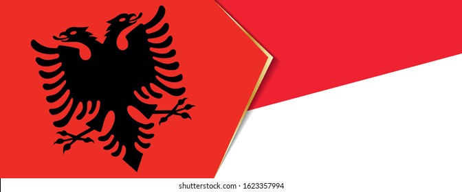 Albania and Indonesia flags, two vector flags symbol of relationship or confrontation.