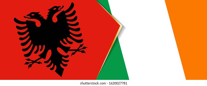 Albania and Ireland flags, two vector flags symbol of relationship or confrontation.