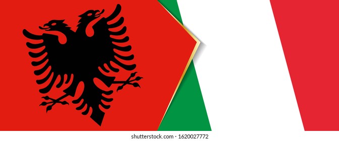 Albania and Italy flags, two vector flags symbol of relationship or confrontation.