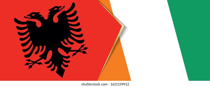 Albania and Ivory Coast flags, two vector flags symbol of relationship or confrontation.