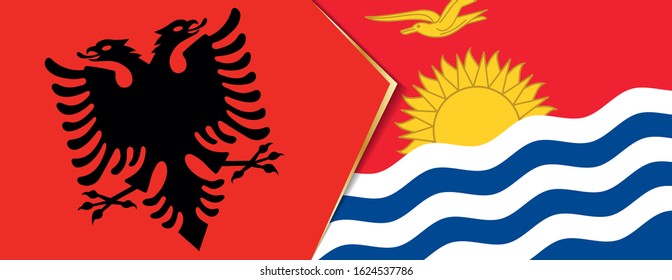 Albania and Kiribati flags, two vector flags symbol of relationship or confrontation.