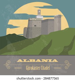 Albania landmarks. Retro styled image. Vector illustration