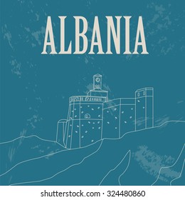 Albania landmarks. Retro styled image. Vector illustration