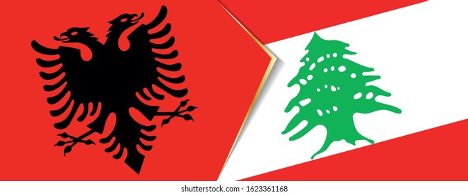 Albania and Lebanon flags, two vector flags symbol of relationship or confrontation.