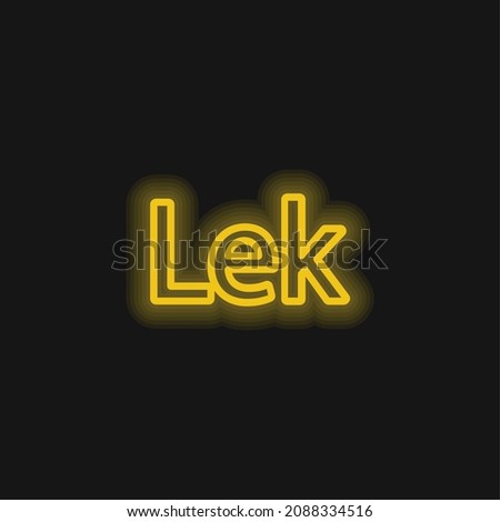 Albania Lek Currency Symbol yellow glowing neon icon