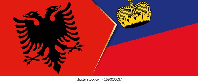 Albania and Liechtenstein flags, two vector flags symbol of relationship or confrontation.