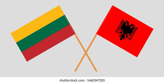 Albania and Lithuania. Crossed Albanian and Lithuanian flags