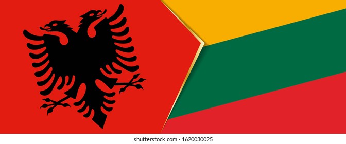 Albania and Lithuania flags, two vector flags symbol of relationship or confrontation.