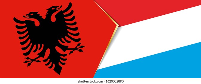 Albania and Luxembourg flags, two vector flags symbol of relationship or confrontation.