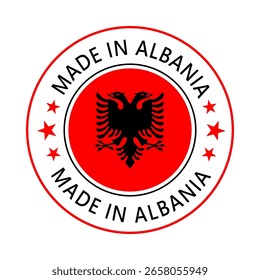 Albania Made in Stamp in circle with flag Vector template on white background