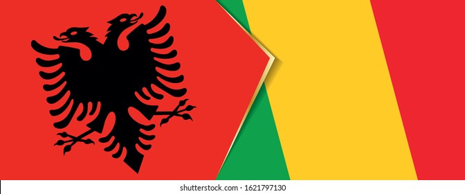 Albania and Mali flags, two vector flags symbol of relationship or confrontation.