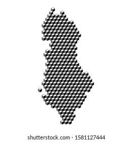 Albania map from 3D black cubes isometric abstract concept, square pattern, angular geometric shape. Vector illustration.