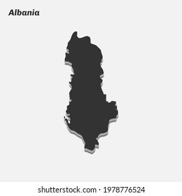 Albania map 3d silhouette. Vector illustration.