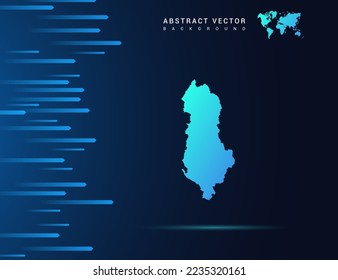 Albania map with abstract blue background technology.