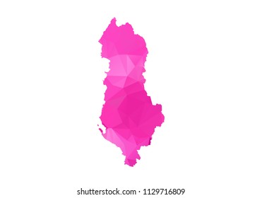 albania Map - Abstract geometric rumpled triangular low poly style gradient graphic on white background , line dots polygonal design for your . Vector illustration