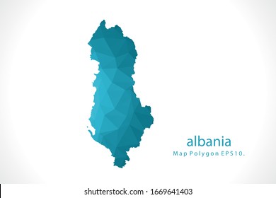 albania Map Abstract geometric rumpled triangular low poly style gradient graphic on white background