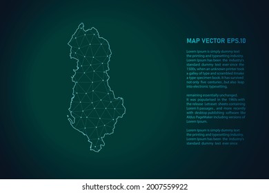 albania map. Abstract mash line and point scales on dark background . 3D mesh polygonal network line, design sphere, dot and structure. Vector illustration eps 10.