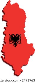 ALBANIA MAP OF ALBANIA WITH 
ADMINISTRATIVE DIVISIONS WITH FLAG