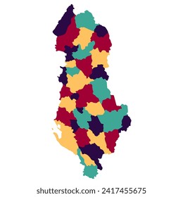 Albania map. Map of Albania in administrative provinces in multicolor