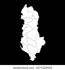 Albania map with administrative subdivisions. Vector illustration.