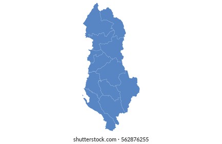 Albania map  blue color