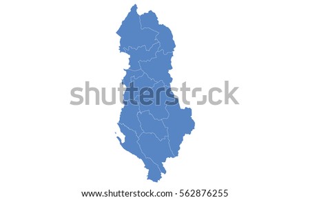 Albania map  blue color