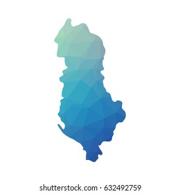 Albania map - blue geometric rumpled triangular low poly style gradient graphic background , polygonal design for your . Vector illustration eps 10.