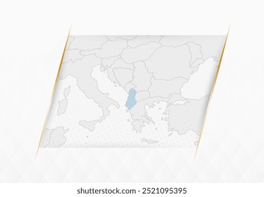 Albania Map in Blue with Gold Framed Accents. Modern Vector Map of Albania. Vector Illustration.